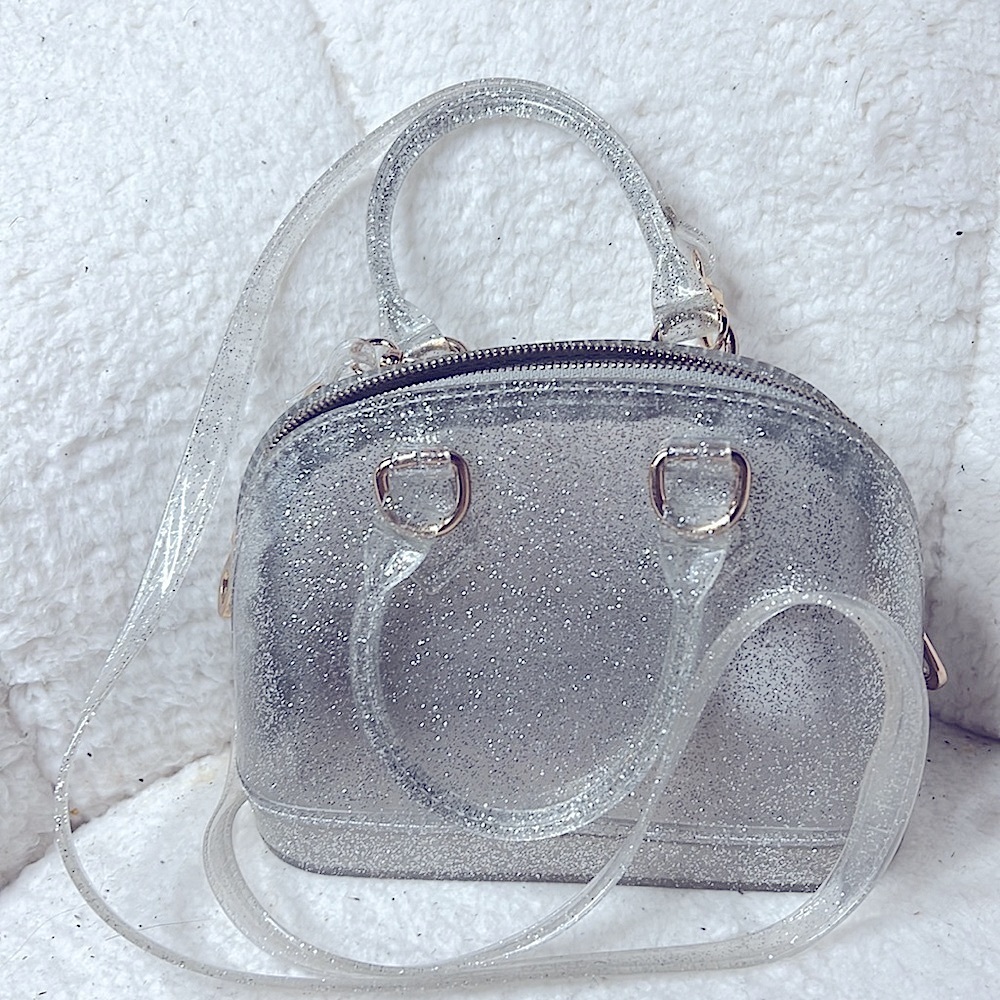 GLITTER SPARKLY SILVER OPAQUE MINI HANDBAG